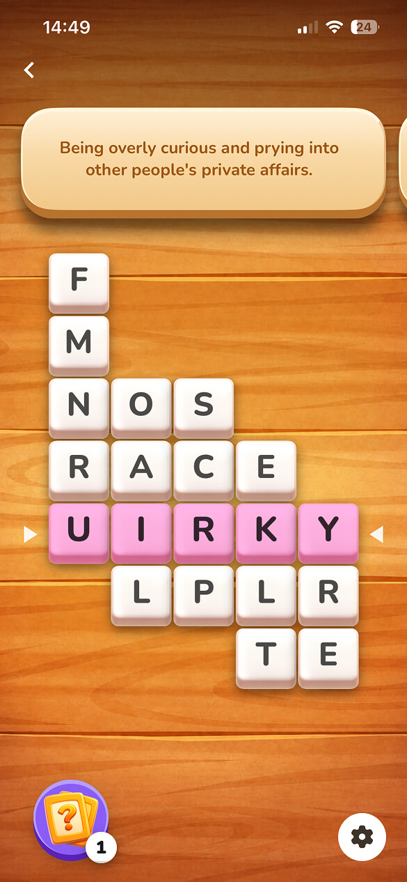 Slide Cafe clue puzzle screenshot