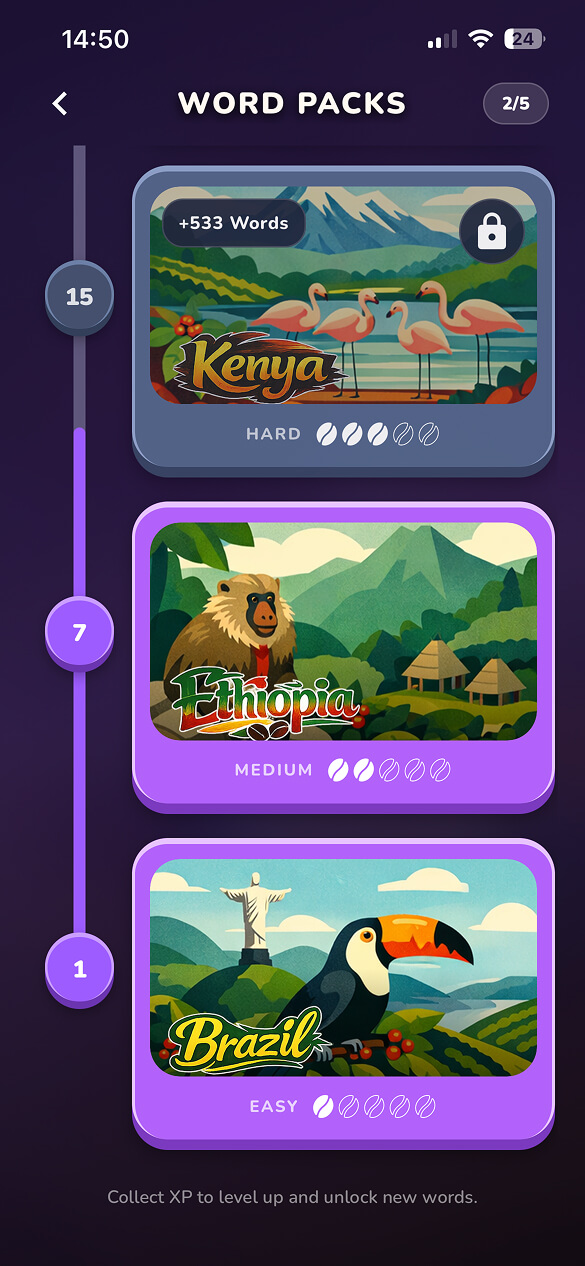 Slide Cafe word packs screenshot